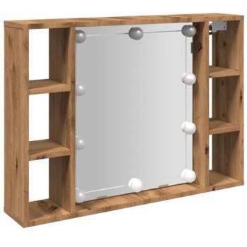 Mueble espejo y LED madera ingeniería roble artisan 76x15x55cm