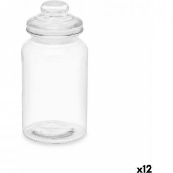 Tarro de vidrio transparente Vivalto 1,2 L (12 unidades) con tapa