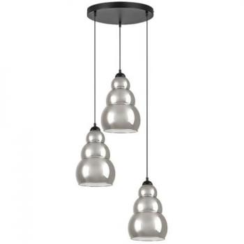 Lámpara Colgante Salvatore 3xE27 Cristal Ahumado IP20 Metal Negro Ø20cm Dimmer