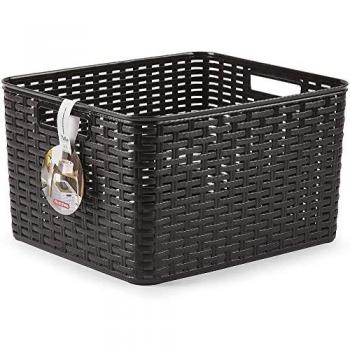 Cajas Organizadoras de Plástico Estilo Rattan 6 Litros (3 Piezas) - Cestas Apilables para Almacenamiento en Cocina, Baño y Oficina
