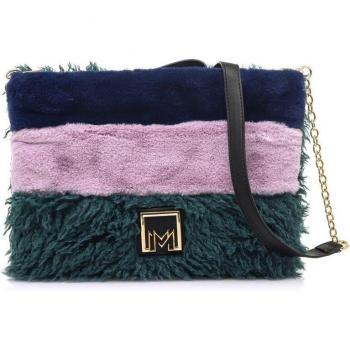 Bandolera Mariamare Curls para Mujer con Texturas Mixtas y Cierre de Cremallera en Verde o Morado