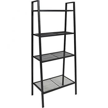 vidaXL Ladder Bookcase 4 Tiers Metal Black