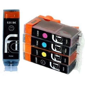 Set de cartuchos compatibles CMYK + BK para Canon 525/526 - 5 unidades con chip
