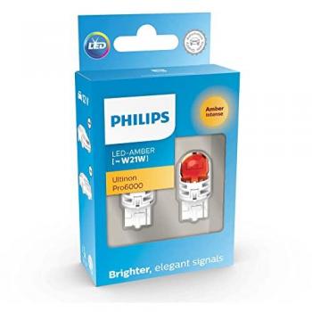 Philips Bombilla LED Ultinon Pro6000 2 ud W21W 12 V Faros traseros foco de señalización para automóvil WY21W amber