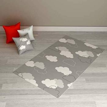 Homemania - Alfombra Clouds para salón, Dormitorio, Gris, Blanco, poliéster, 80 x 120 cm
