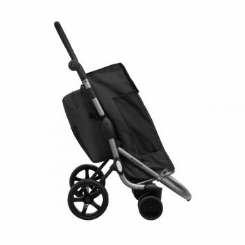 Playmarket Go Plus Carro de la Compra con 4 Ruedas Giratorias, Plegable, Bolsa Térmica Desenfundable, Color Negro