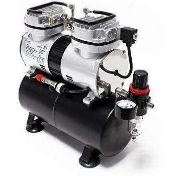 Compresor de Aerografía Wiltec AS196 con Tanque de Aire, 2 Cilindros, 6 Bar y Apagado Automático