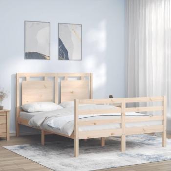 Cabecero de madera maciza 140x190 cm con estructura de cama Vidaxl Marrón