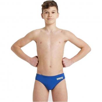 Bañador Infantil Arena Team Swim Azul/Blanco, Secado Rápido, Tejido MaxLife Eco, Resistente al Cloro y Protección UV 50+