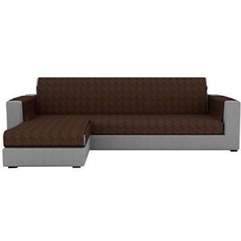 Eiffel Textile París Chaise Longue Cubre sofá Brazo Izquierdo, Algodón, Marrón, 240 x 195 x 2 cm