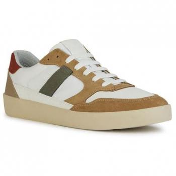 Geox U Affile B - Zapatillas Deportivas Planas para Hombre, Color Beige/Blanco, Material Sintético y Nylon, Talla 45 EU
