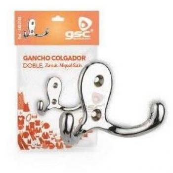 Gancho Colgador Doble Zamack Brillo GSC 003802748 - Ideal para Fijación, Pegado y Soldadura