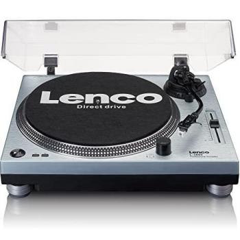 Giradiscos Lenco L-3809ME - Tocadiscos de Accionamiento Directo con Codificación USB/PC en Azul Metálico