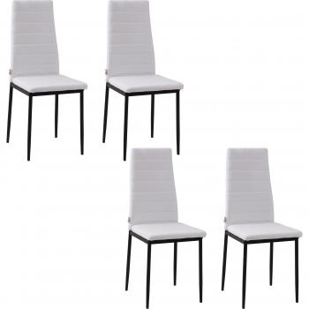 Pack de 4 Sillas de Comedor Olvera Homcom Tapizado Lino Blanco 97x41x50 cm
