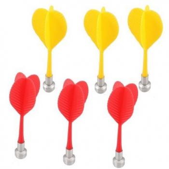 Dcolor6 x Dardo No-Punta Magnetico Diana Plastico Rojo Amarillo