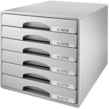 Leitz Plus 52120085 - Buc de cajones, A4, 6 cajones, Gris, Plástico
