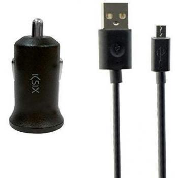 Cargador de Coche Ksix, 10W + Cable USB A - Micro USB, Negro