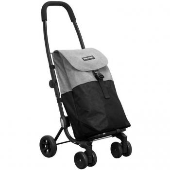 Carro de Compra Duett 24917 Aluminio Plegable con 4 Ruedas, Color Gris y Negro