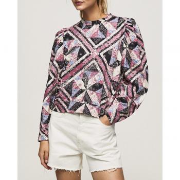 Pepe Jeans Women's Pink Round-Neck Puff Sleeve Sweatshirt, Size L