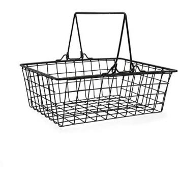 Cesta Rectangular de Varilla Metálica Quid 30 x 23 x 10,5 cm Acero Pintado Negro