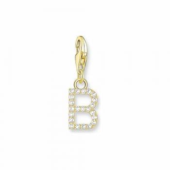 Colgante Charm Mujer Letra B con Piedras Blancas Chapado en Oro Thomas Sabo 1965-414-14