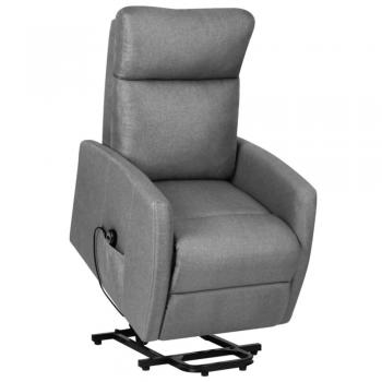 Sillón elevable reclinable de tela gris claro ergonómico ajustable con reposapiés para sala de estar y oficina