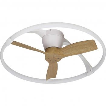Ventilador de Techo LED Nepal Mini Blanco/Madera con Control Remoto y App Compatibilidad 1 Bombilla 21cm