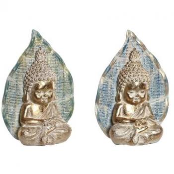 Figura Decorativa DKD Home Decor 12,4 x 5,6 x 17,7 cm Azul Buda Turquesa Oriental Decapé (2 Unidades)