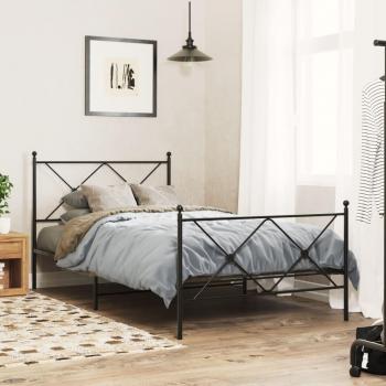 Estructura de cama con cabecero y estribo metal negro 107x203 cm