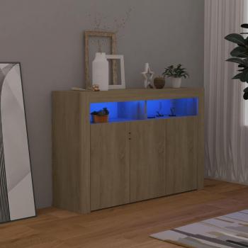 Aparador con luces LED Sonoma Roble 115,5x30x75 cm