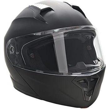 HOMCOM Casco de Moto Integral Talla L-59 cm Casco de Motocicleta con Doble Visera Cabezal Anticolisión y Ventilaciones con Certificación Europea Unisex Color Negro