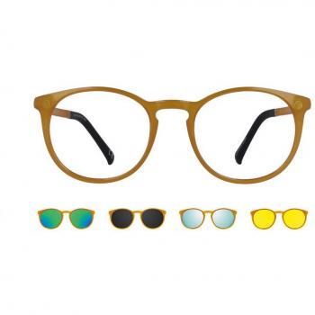 Oval Clip-On Plastic Men's Prescription Eyeglasses - Yellow - Size 50 - Free Lenses - Blue Light Block Available - SmartBuy Collection