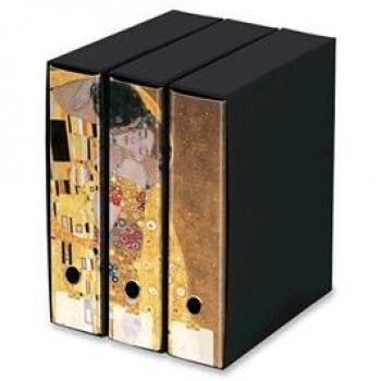 KAOS Archival 2ring Binders with slipcase, Spine 8 cm, 3 pcs Set -THE KISS, GUSTAV KLIMT- Dimensions: 26.8x35x29 cm