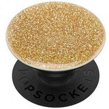 PopSockets PopGrip - Soporte y Agarre para Teléfonos Móviles y Tabletas con un Top Intercambiable - Glitter Gold
