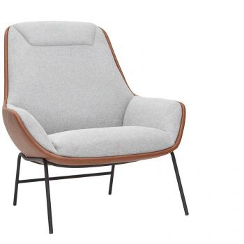 Sillón marrón con tejido efecto terciopelo gris Marceau