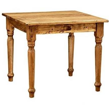 Mesa Country de madera maciza de tilo 90x90 cm con acabado natural, hecha en Italia