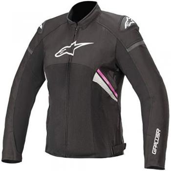 Chaqueta textil para motocicletas de señoras Alpinestars Stella T-GP Plus R V3 Air - Negro Blanco Rosa (L)