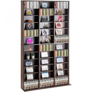 Gabinete de Almacenamiento Multimedia Ajustable VEVOR, Estante para DVD con 36 Compartimentos y Capacidad para 1080 CDs, Protege y Organiza Música, Películas y Videojuegos