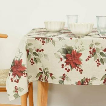 Mantel resinado antimanchas Colección BL Christmas - 100% algodón - Impermeable para la mesa de la cocina y comedor - 250 x 150 cm