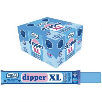 Vidal Golosinas Dipper XL. Caramelo Blando Masticable sabor Frambuesa. Color azul. Estuche 100 unidades.