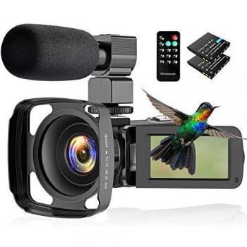 CamVeo 2.7K Videocámara Camcorder, Vlogging Kamera mit 1o6X leistungsstarken Zoom und 36 Mega Pixel IR Night Vision Digital, Kamera-Recorder mit 3,0 Zll LCD Touchscreen Camcorder Full HD mit Mikrofon