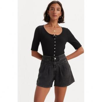 Camiseta de Mujer Levi's Dry Goods Negra de Manga Corta XS, Casual, Algodón