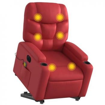 Sillón de masaje elevable eléctrico cuero sintético negro, crema, marrón y rojo, con respaldo reclinable, reposabrazos, asiento ajustable y diseño cómodo para descanso y relajación