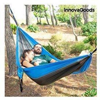 InnovaGoods Swing & Rest Hamaca Doble para Acampada, Unisex Adulto, Azul/Negro, Talla Única