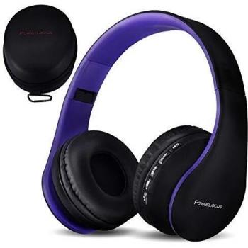 Powerlocus p1 z auriculares bluetooth inalambricos de diadema cascos plegables casco bluetooth con sonido estereo con conexion a bluetooth inalambrico y audio cable para movil pc tablet morado