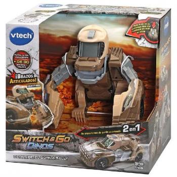 VTech VTech-80-551322 Switch & Go Dinos Derrape, el Gorila Rally, Dinosaurios preescolares transformables para niños +3 años, versión española, Color marrón, único