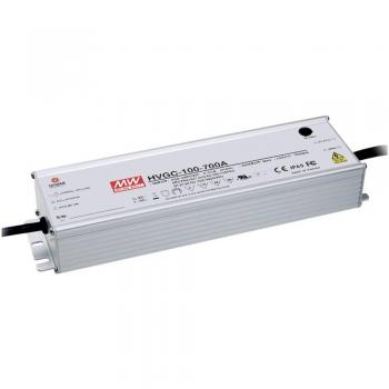 Driver LED Mean Well HVGC-100-350A, 99 W, Corriente constante 0.35 A, 29 - 285 V/DC, Dimmable, Protección sobrecarga, IP65