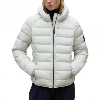 Ecoalf - Chaqueta acolchada de mujer Aspenalf con cierre de cremallera, capucha y bolsillos laterales en color beige (M)