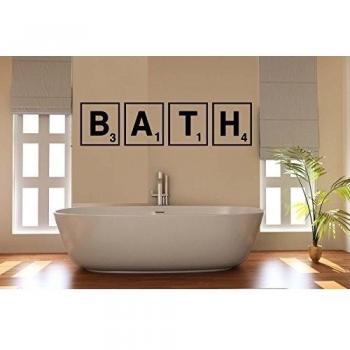 Pegatinas de pared de baño Scrabble, Blanco, XL 80cm x 316cm