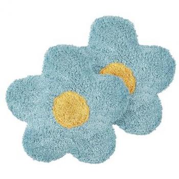 Conjunto de 2 cojines infantiles en forma de flor de algodón azul Sorrel 30 x 30 cm